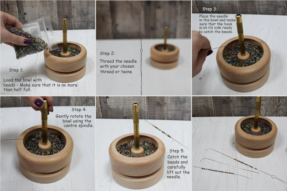 Herramienta para encordar cuentas de madera de haya Nurge - Image 5