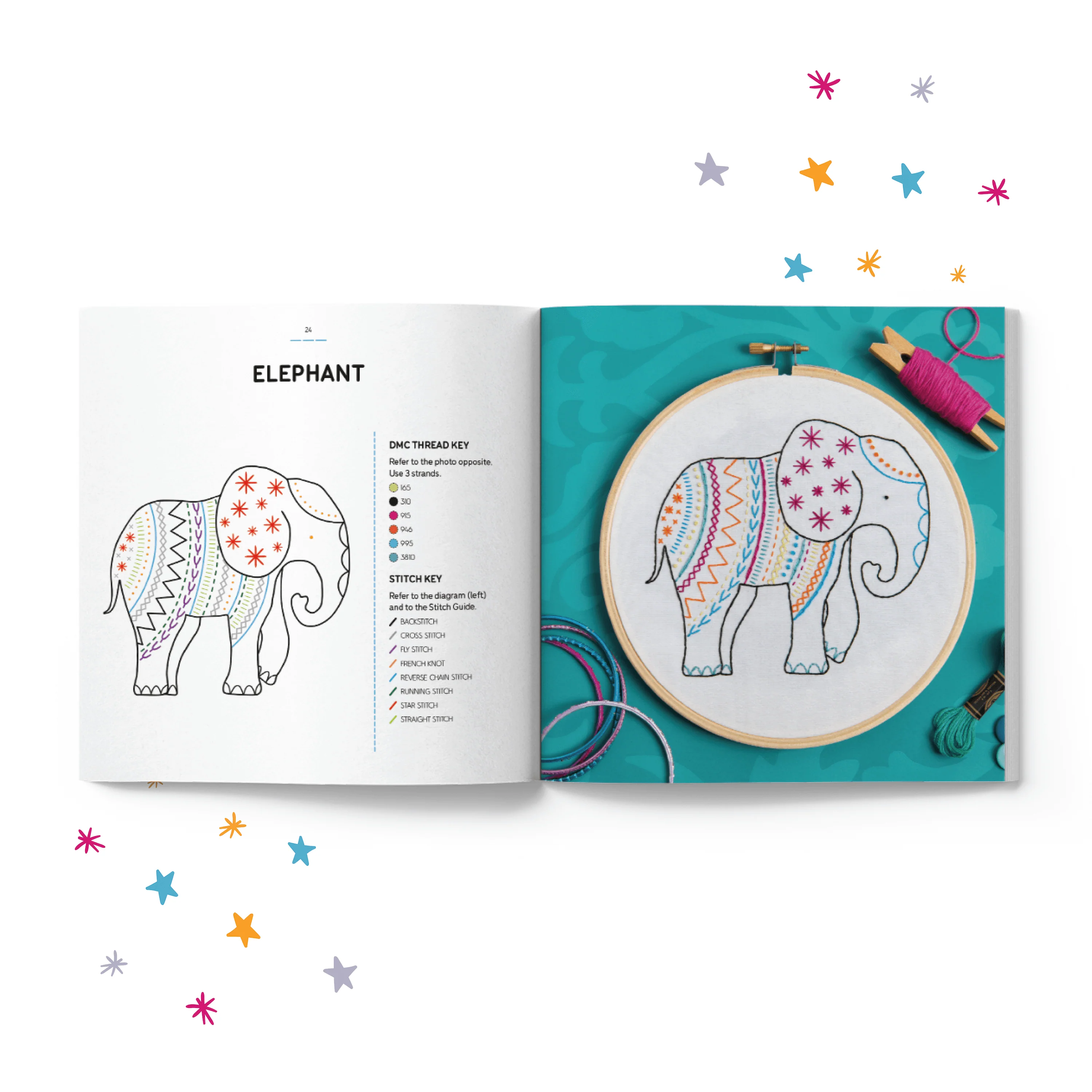 Libro de patrones de bordado “Embroidery Made Easy: Awesome Animals” - Hawthorn Handmade - Image 3